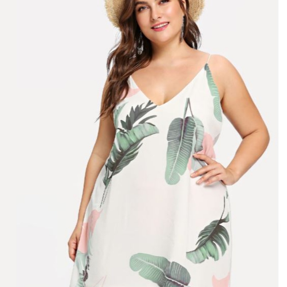 Summer white banana leaf dress